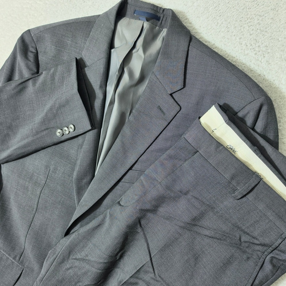 Jos A Bank Full Suit Mens 42R 36/30 Gray 100% Wool 1905 2pc Set Lightweight